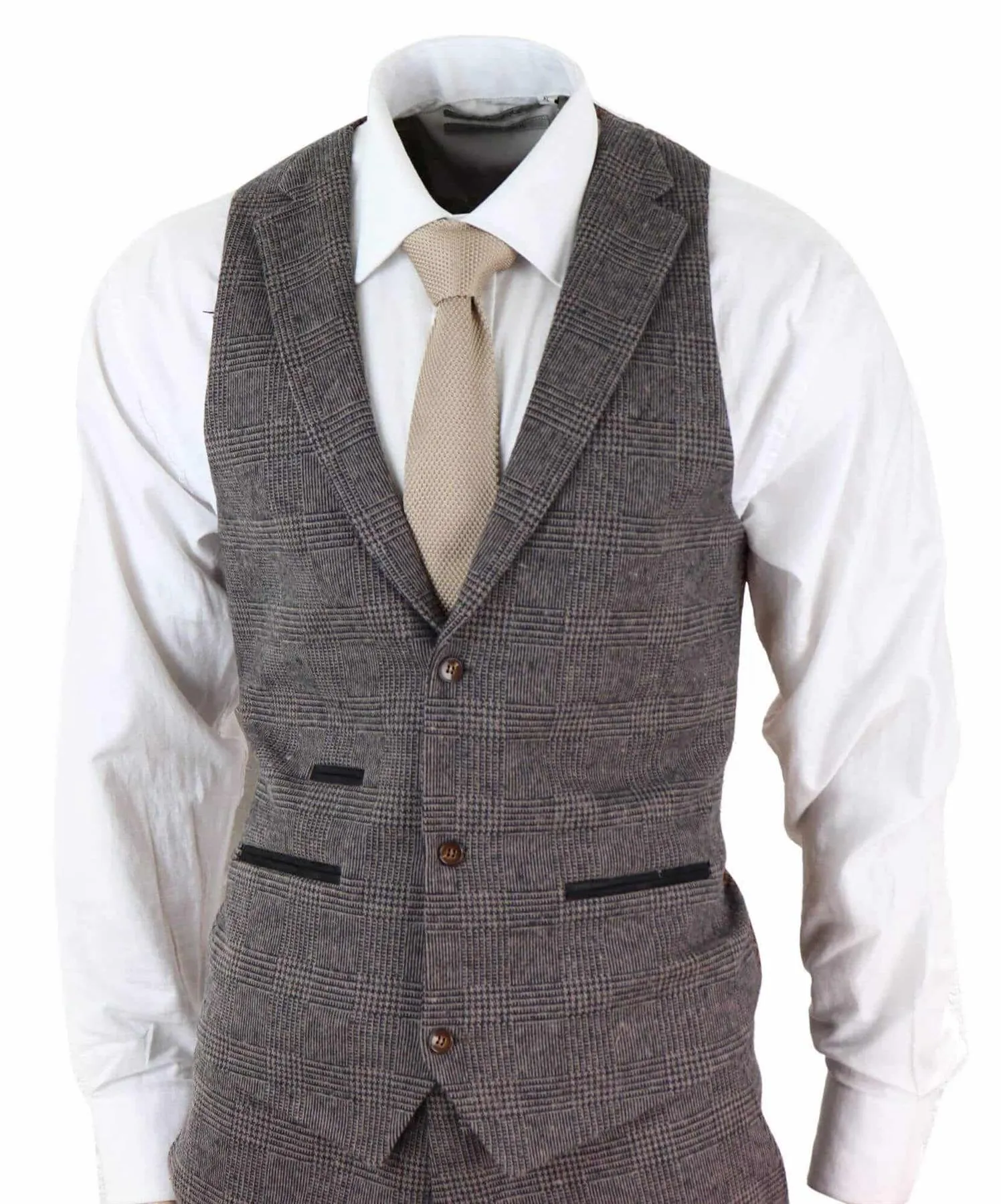 Men's 3 Piece Brown Herringbone Tweed Suit