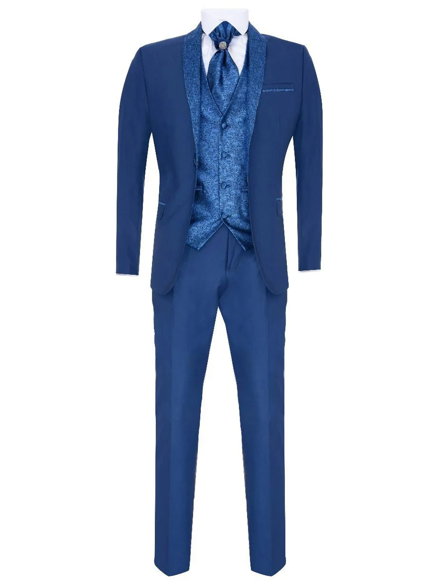 Men's 4 Piece Blue Tailored Wedding Suit