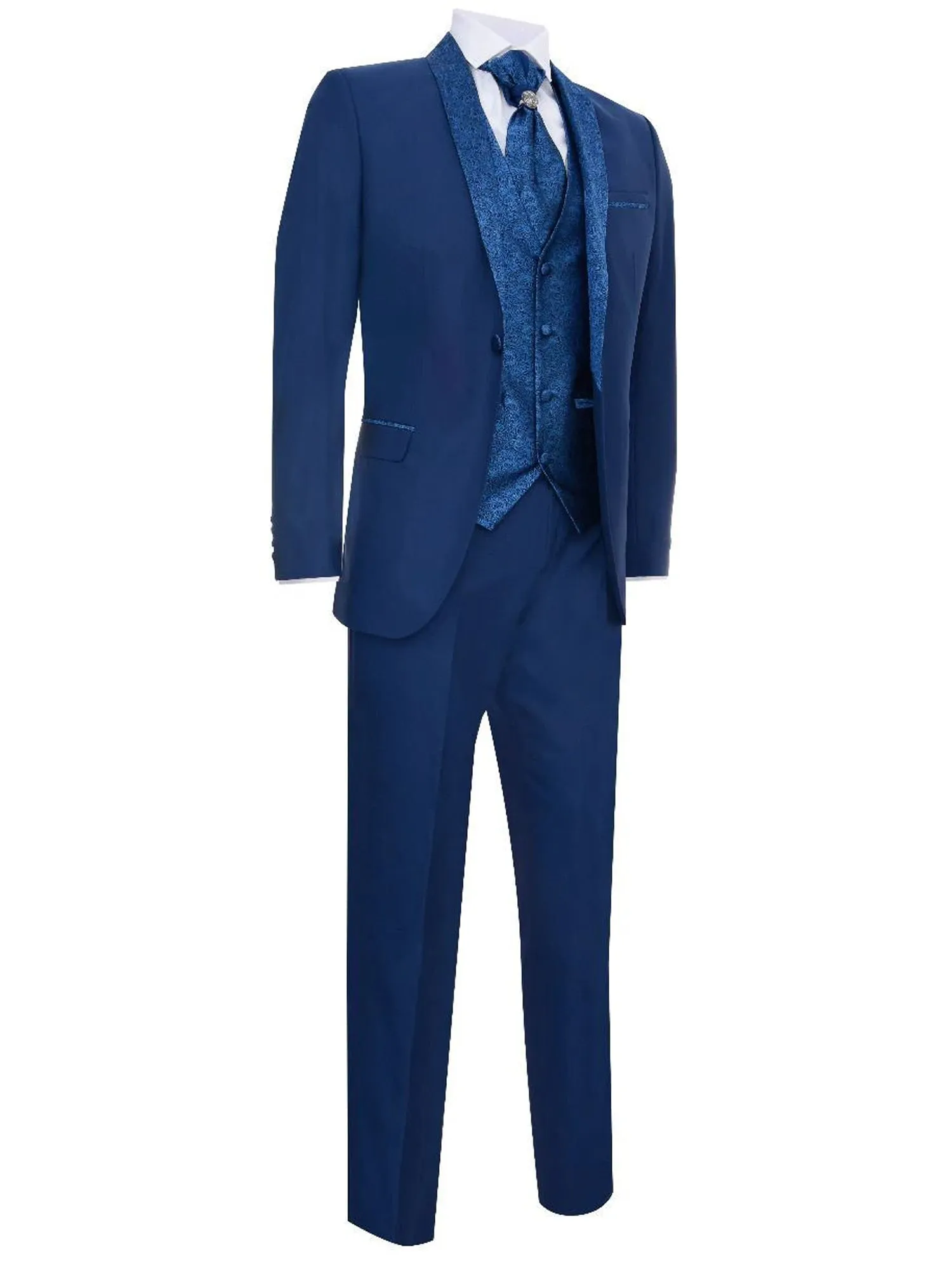 Men's 4 Piece Blue Tailored Wedding Suit