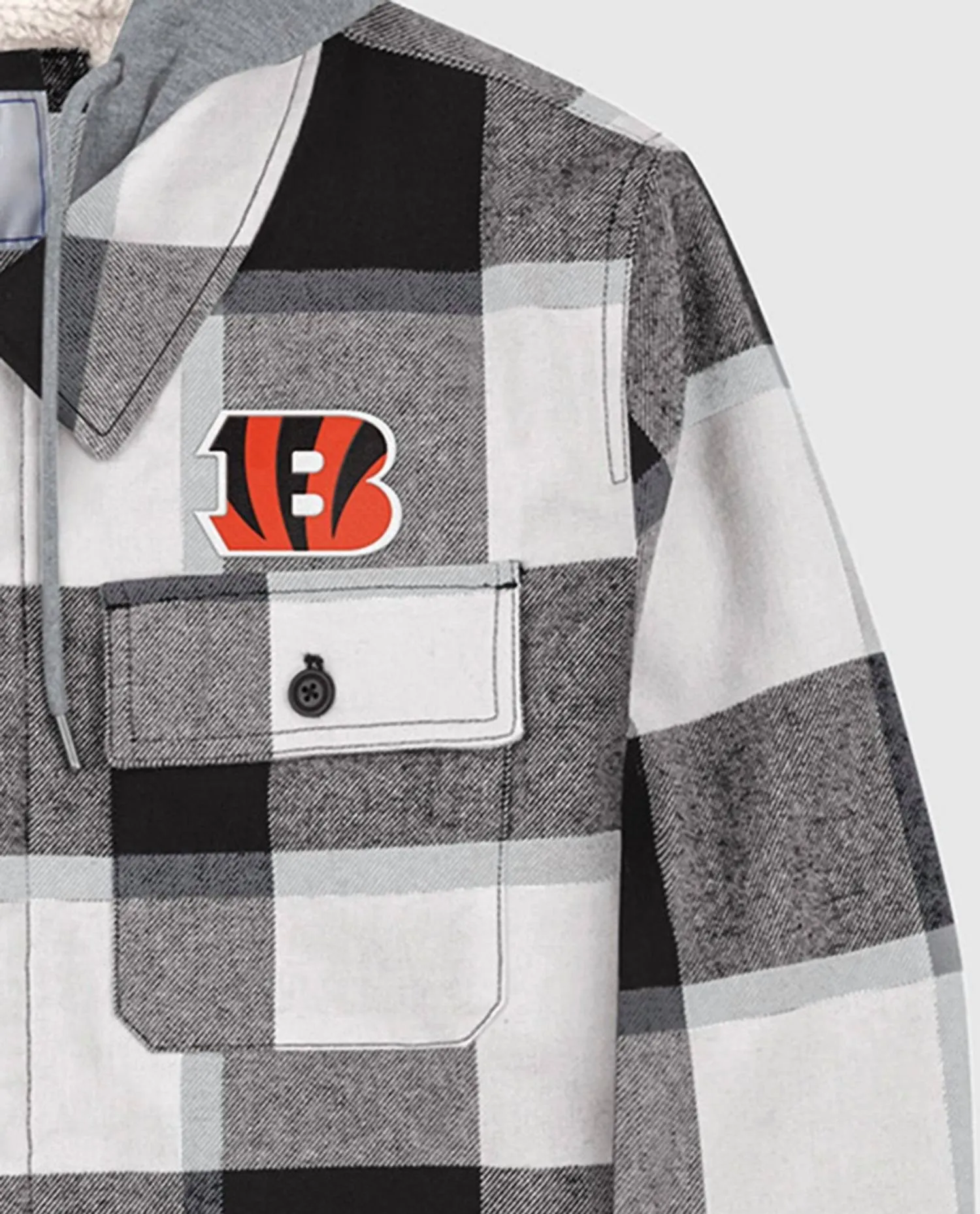 Men's Cincinnati Bengals The Big Joe Sherpa Lined Plaid Jacket In Black