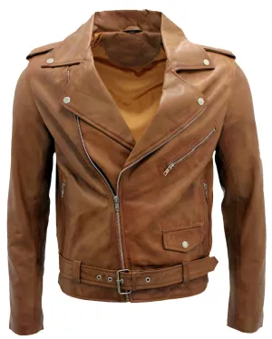 Mens Classic Brando Leather Biker Jacket-Antalya