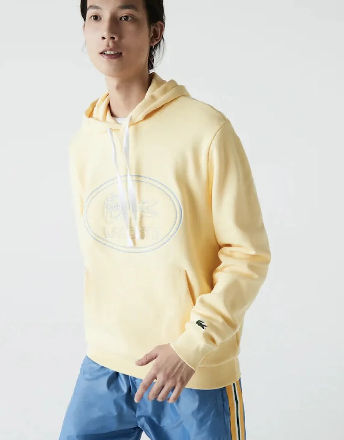 Men's Hooded Embroidered Logo Pique Fleece Sweatshirt Yellow Patagonia Clothing
