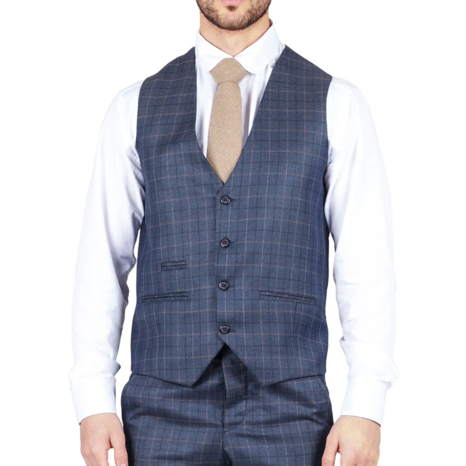 Mens IM2 Classic Plain Blue 3 Piece Suit