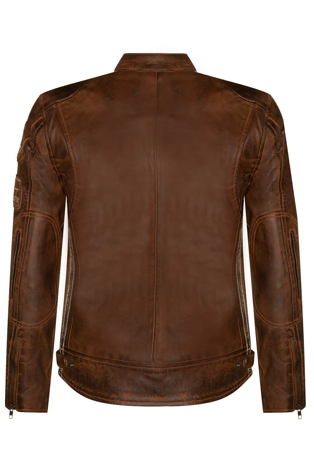 Mens Racing Moto Badges Biker Leather Jacket