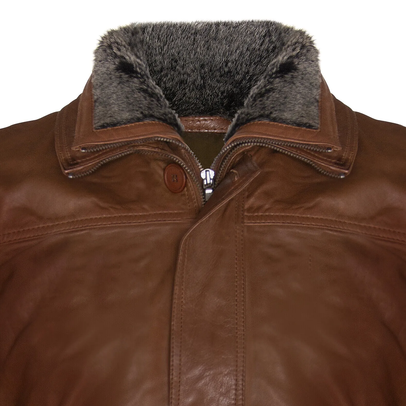 Mens Removable Collar Mid Length Warm Jacket