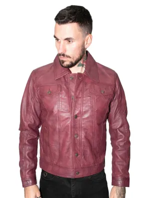 Men's Retro Leather Trucker Jacket-Constantine