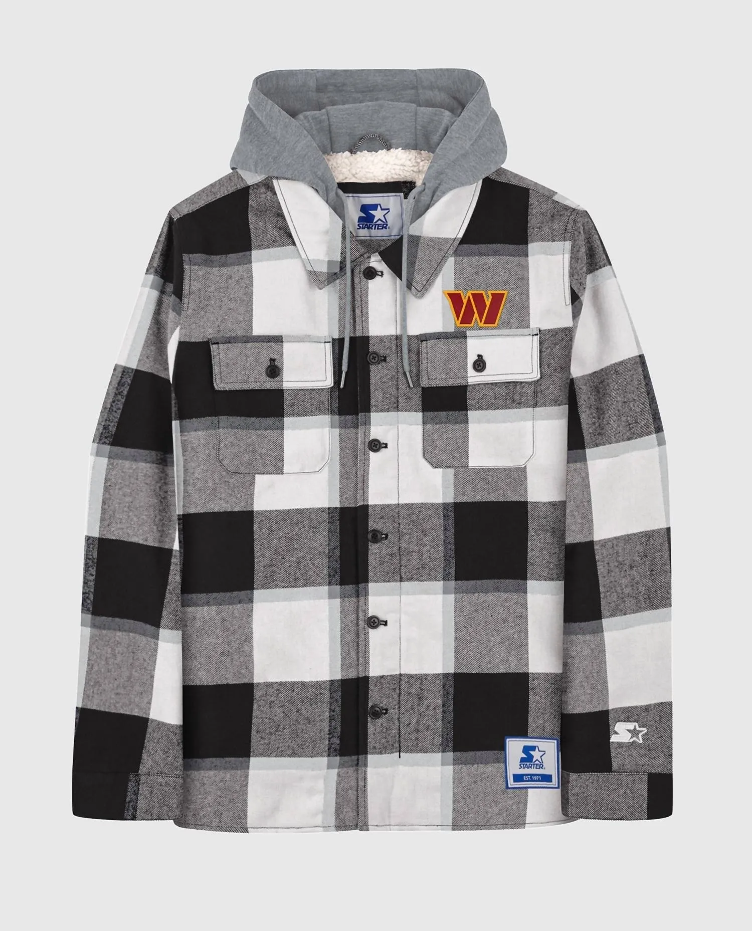 Men's Washington Commanders The Big Joe Sherpa Lined Plaid Jacket In Black