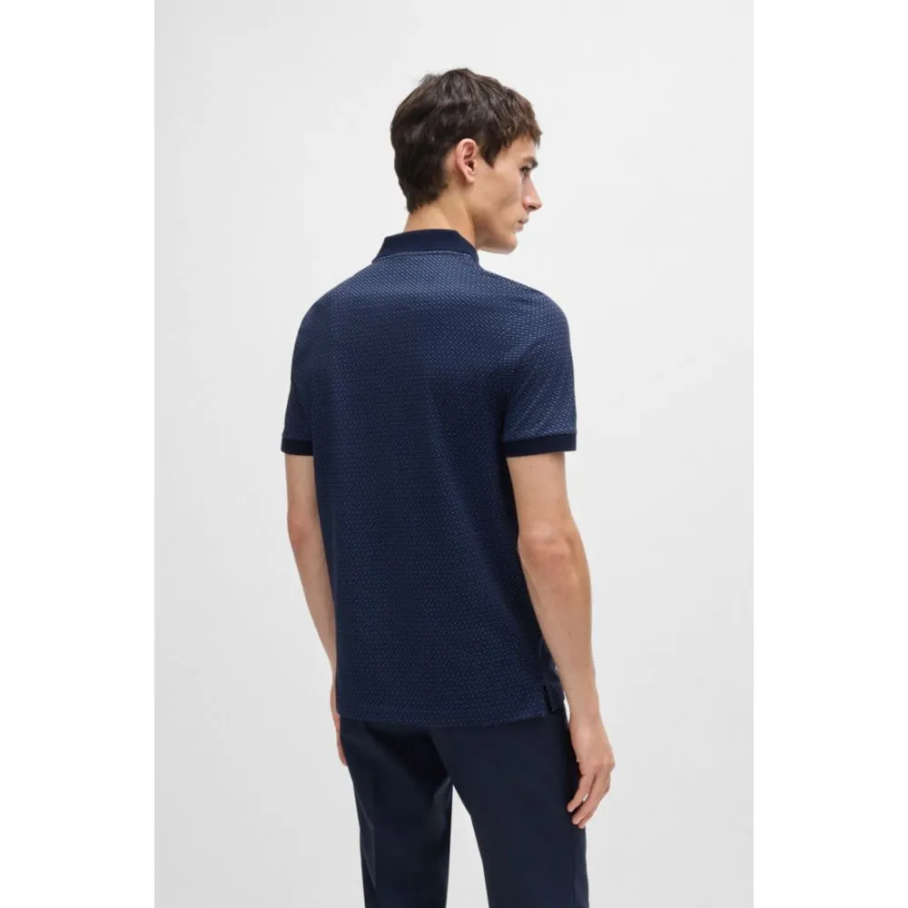 Mercerized-cotton polo shirt with two-tone monogram print