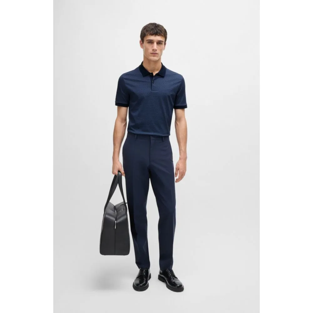 Mercerized-cotton polo shirt with two-tone monogram print