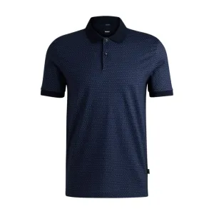 Mercerized-cotton polo shirt with two-tone monogram print