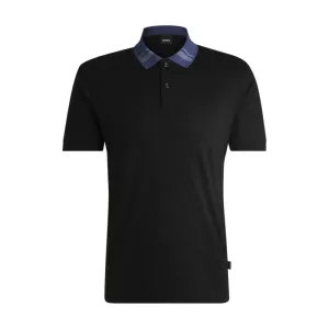 Mercerized-cotton slim-fit polo shirt with collar stripes