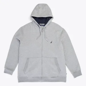 Nautica Men's Big & Tall Fleece Full-Zip Hoodie Stone Grey Heather Nautica