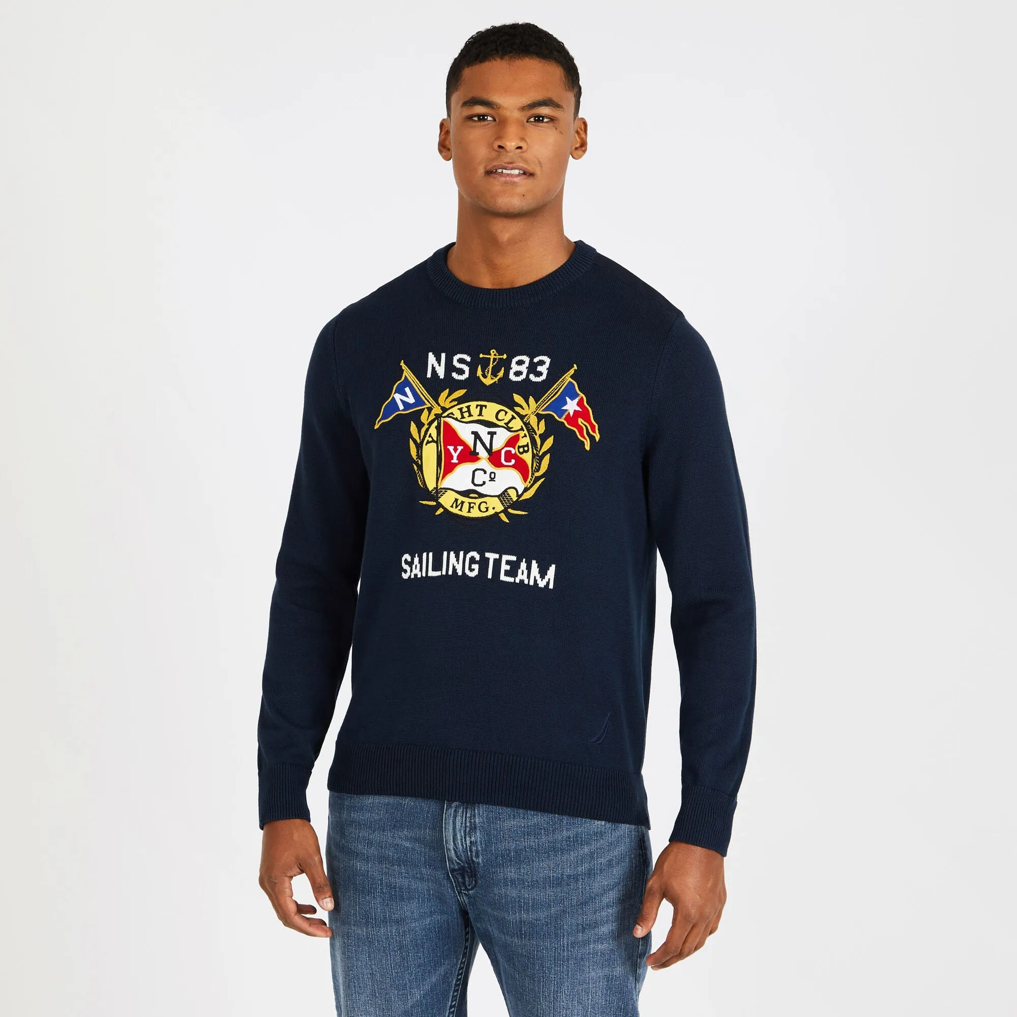 Nautica Men's Big & Tall Graphic Crewneck Sweater Navy Nautica