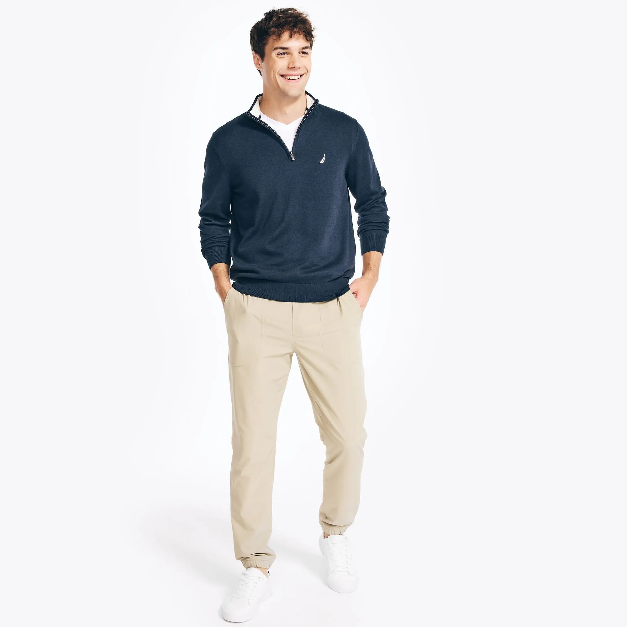 Nautica Men's Big & Tall Navtech Quarter-Zip Sweatershirt Navy Nautica