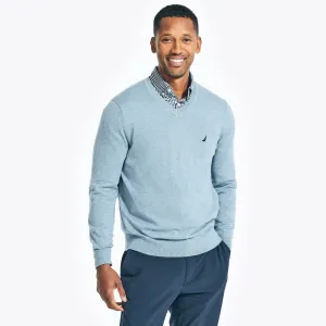 Nautica Men's Big & Tall Navtech V-Neck Sweater Anchor Blue Heather Nautica