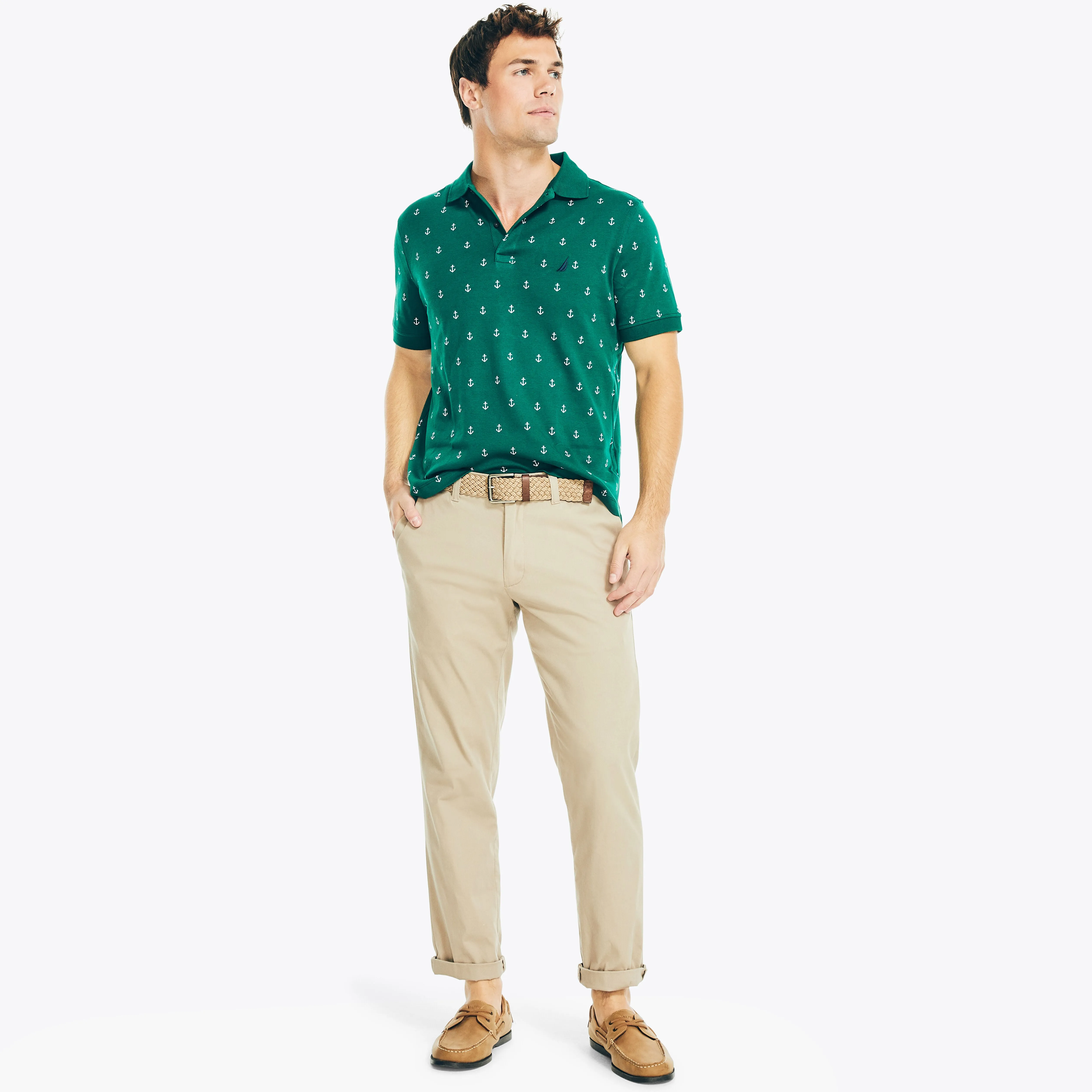 Nautica Mens Classic Fit Anchor Print Polo