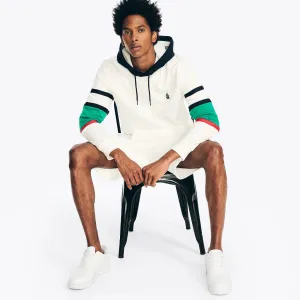 Nautica Men's Colorblock Logo Fleece Hoodie Sail White Nautica