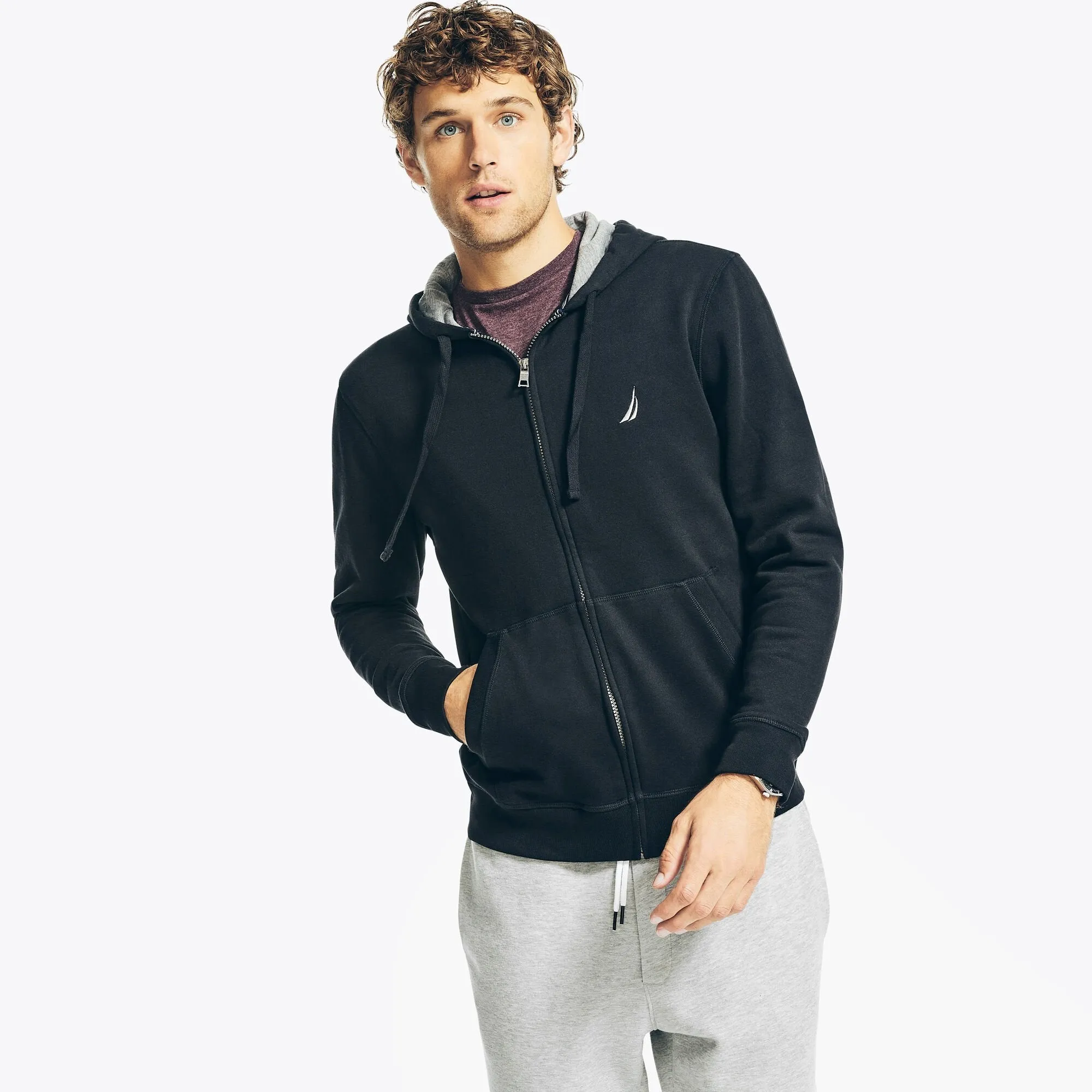 Nautica Men's Full-Zip Fleece Hoodie True Black Nautica