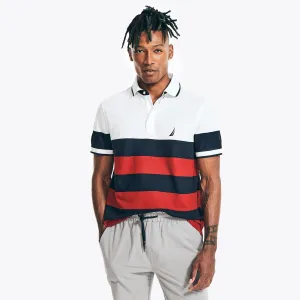 Nautica Men's Navtech Sustainably Crafted Classic Fit Striped Polo Bright White Nautica