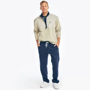 Nautica Men's Quilted Mixed Media Fleece Pullover Sail White Nautica