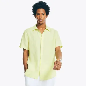 Nautica Men's Sustainably Crafted Linen Short-Sleeve Shirt Hillside Olive Nautica