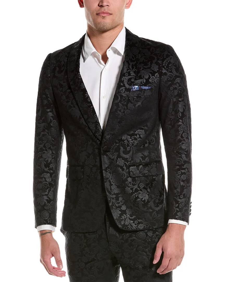 Paisley & Gray Regent Slim Fit Jacquard Velvet Jacket