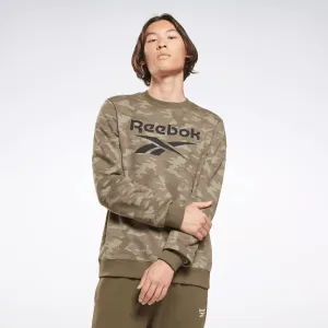 Reebok Men's Identity Camo Big Logo Crew Sweatshirt Green Reebok