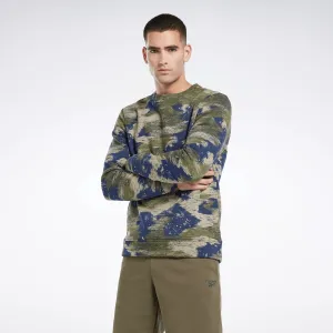 Reebok Men's Identity Modern Camo Fleece Crew Sweatshirt Green Reebok