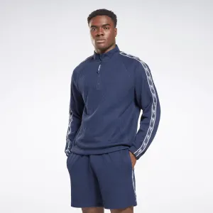 Reebok Men's Identity Vector Tape Waffle 1/4 Zip Top Blue Reebok