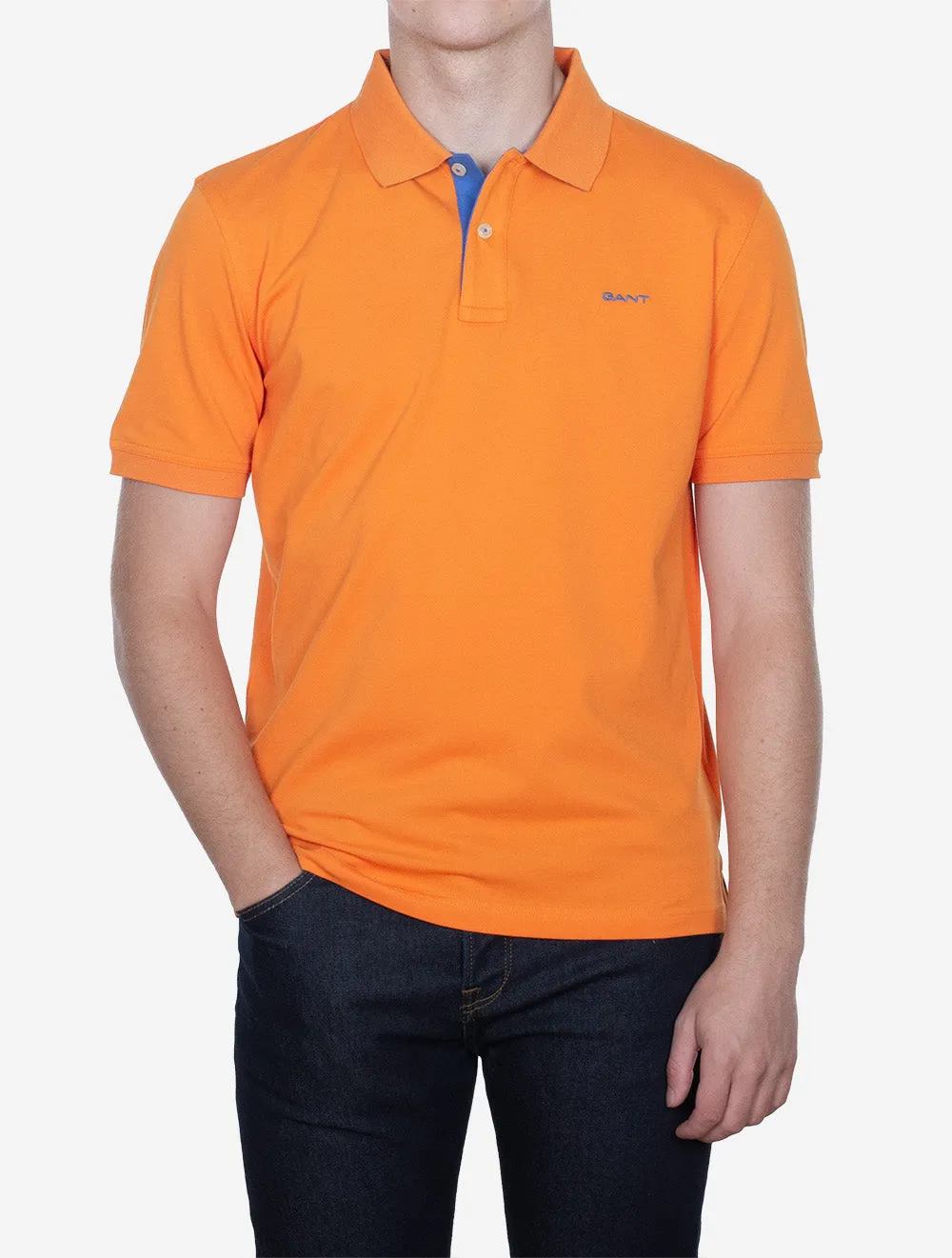 Regular Contrast Pique Short Sleeve Polo Sweet Orange