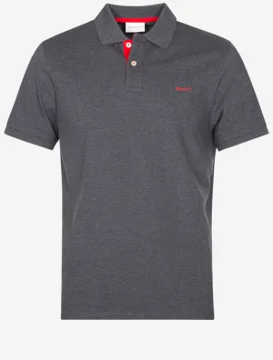 Regular Contrast Pique Short Sleeve Rugger Antracite Melange