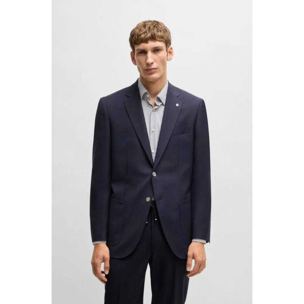 Regular-fit suit jacket in micro-patterned virgin wool