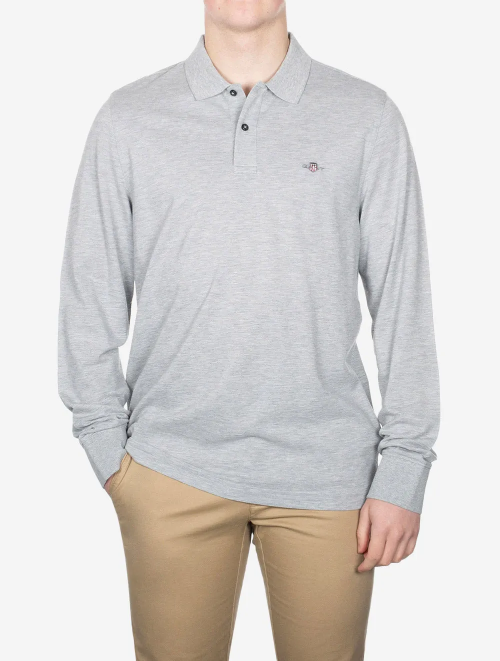 Regular Shield Long Sleeve Pique Rugger Grey Melange