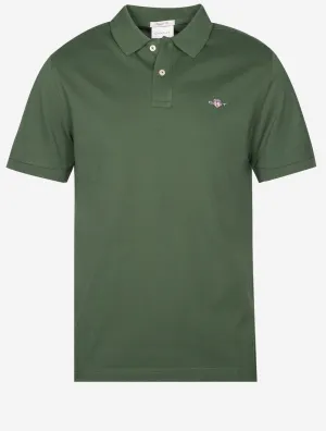 Regular Shield Short Sleeve Pique Polo Pine Green
