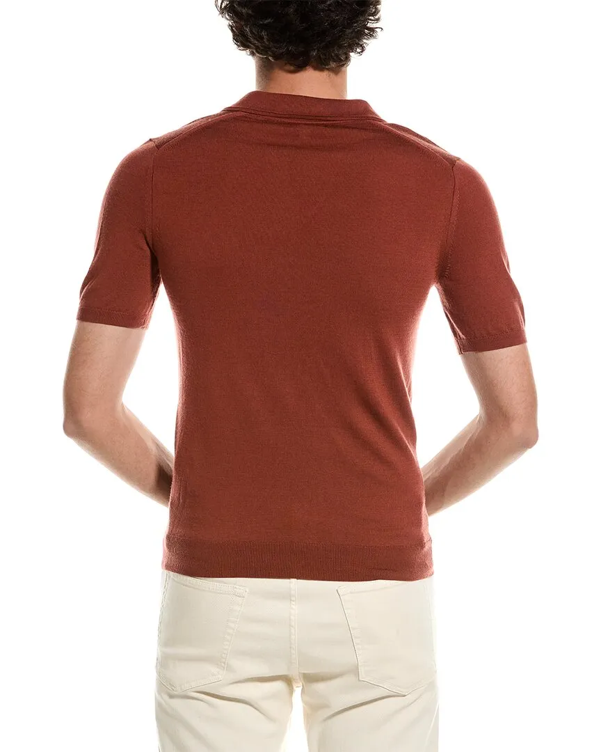 Reiss Duchie Merino Wool Open Collar Polo Shirt