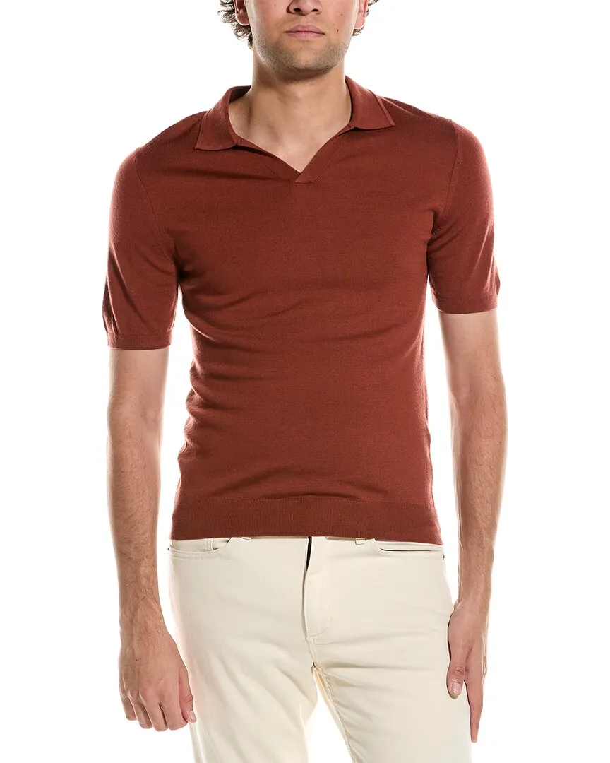 Reiss Duchie Merino Wool Open Collar Polo Shirt
