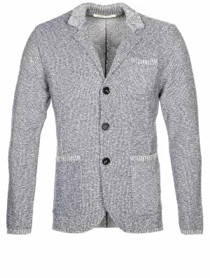 Rib Knitted Jacket Blue