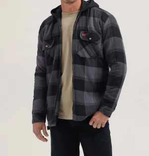 Riggs Workwear Hooded Flannel Jacket In Black Plaid