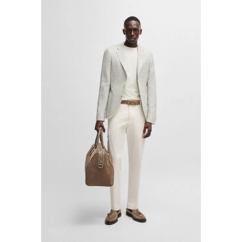 Slim-fit blazer in checked linen and wool