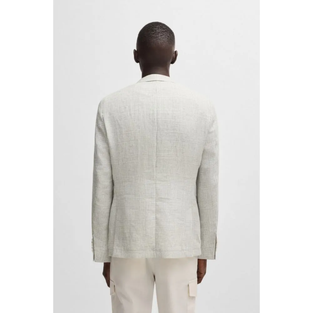 Slim-fit blazer in checked linen and wool