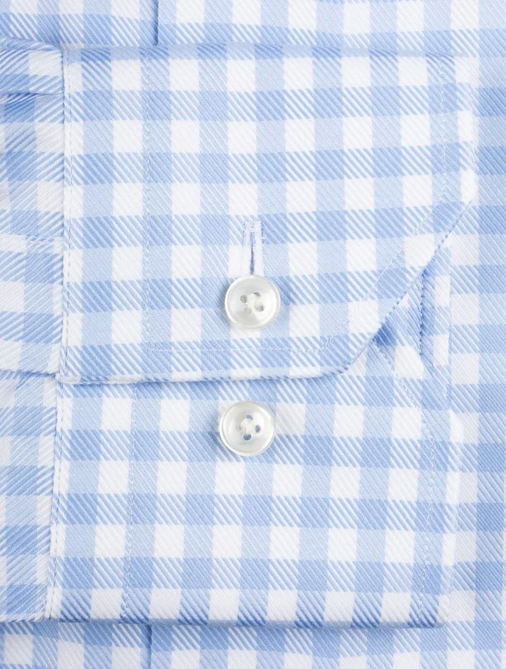 Slim Fit Gingham Check Shirt Light Blue