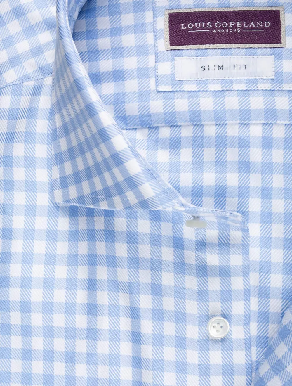 Slim Fit Gingham Check Shirt Light Blue