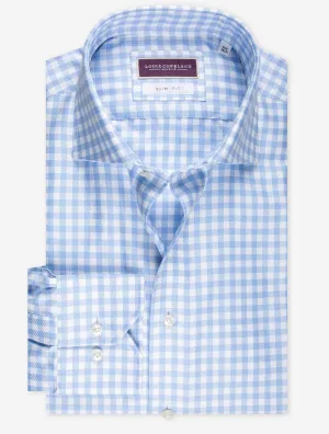 Slim Fit Gingham Check Shirt Light Blue