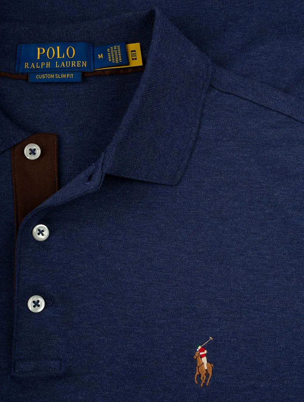 Slim Fit Pima Long Sleeve Polo Shirt Cruise Navy