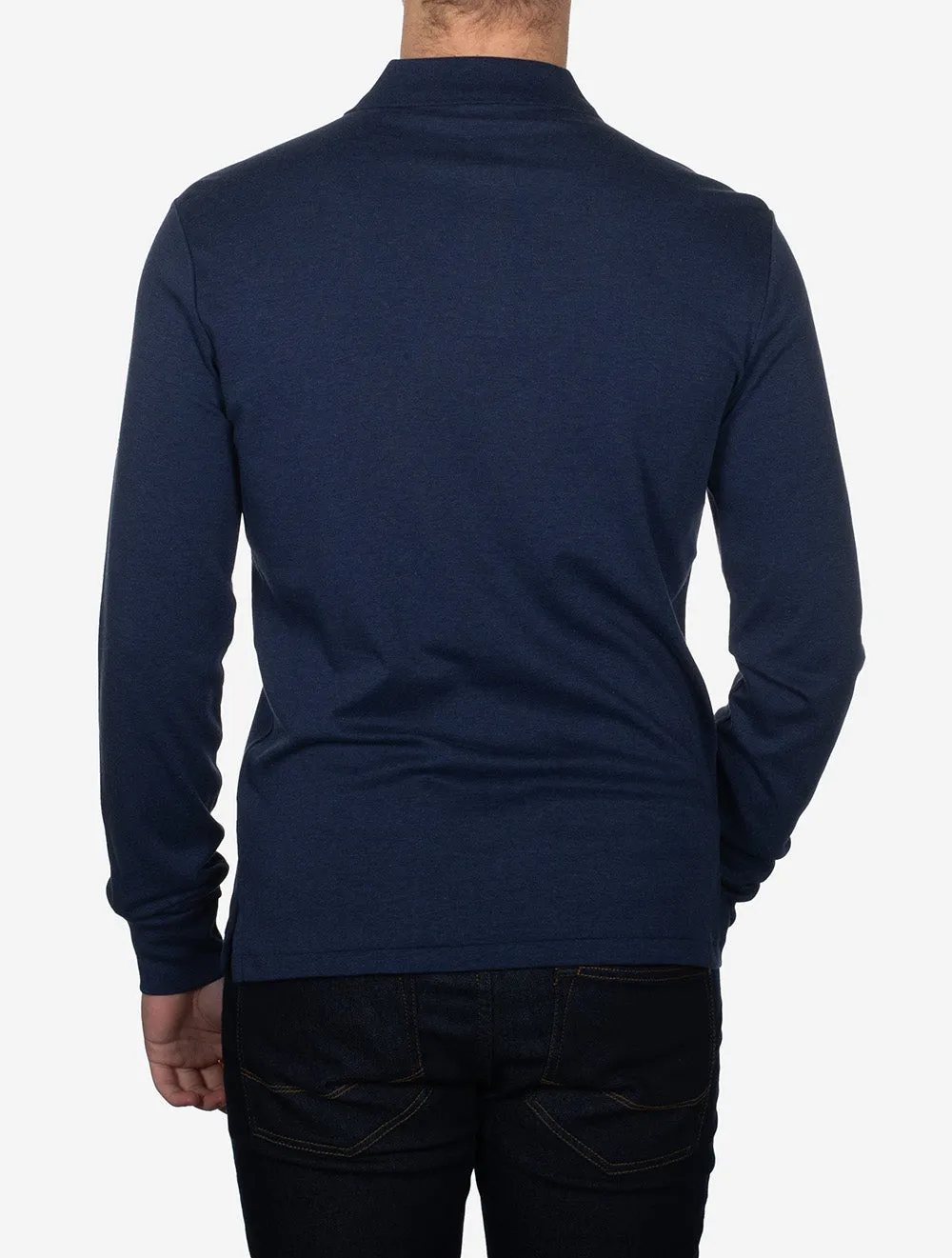 Slim Fit Pima Long Sleeve Polo Shirt Cruise Navy
