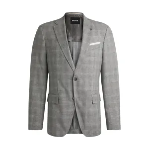 Slim-fit suit jacket in a checked wool blend
