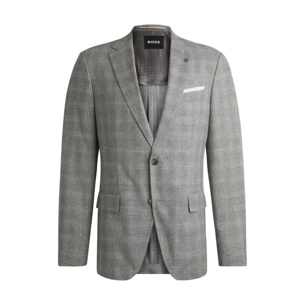 Slim-fit suit jacket in a checked wool blend
