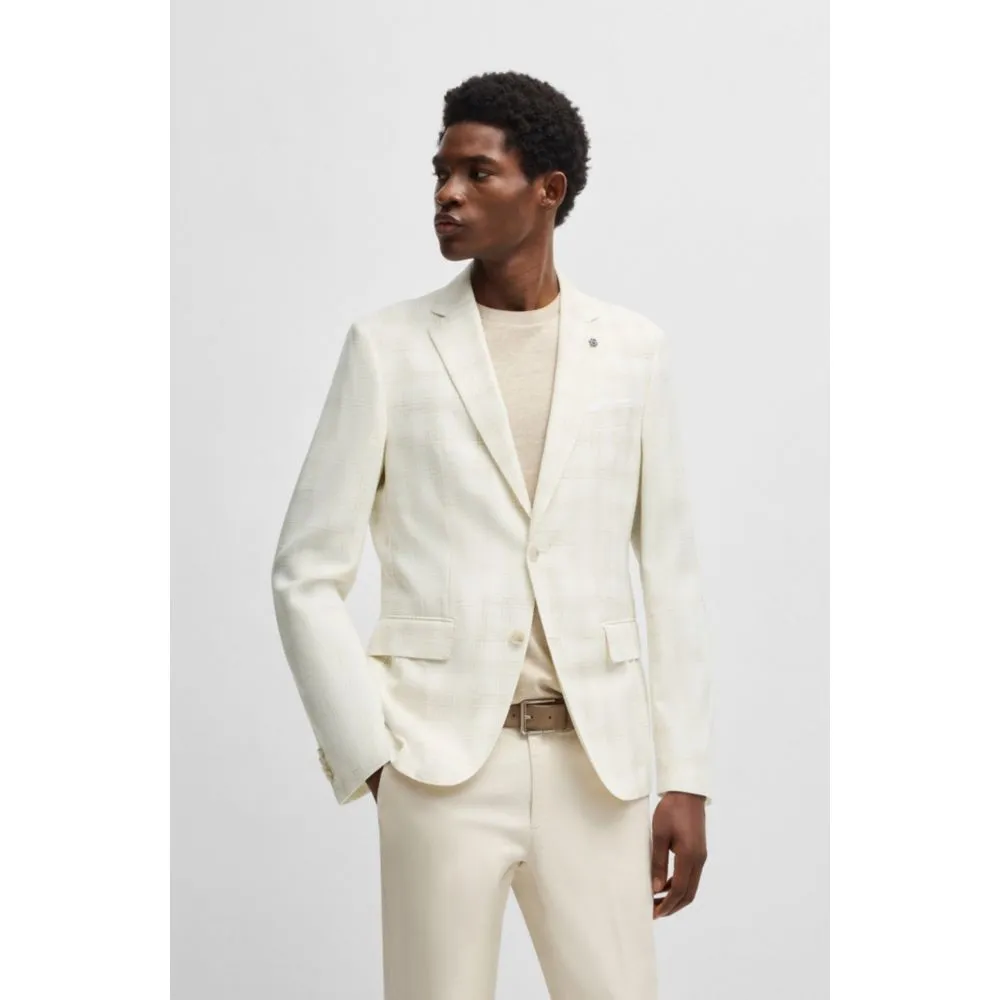 Slim-fit suit jacket in a checked wool blend