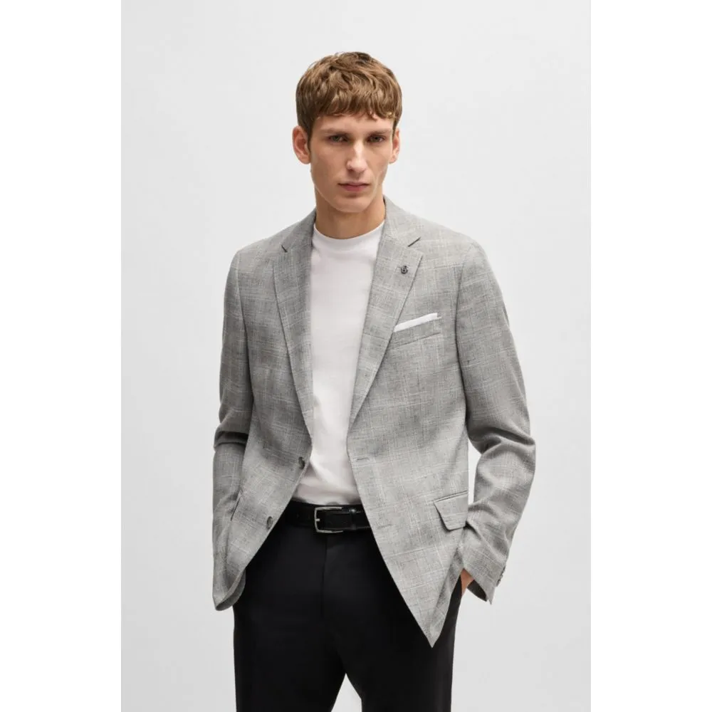 Slim-fit suit jacket in a checked wool blend