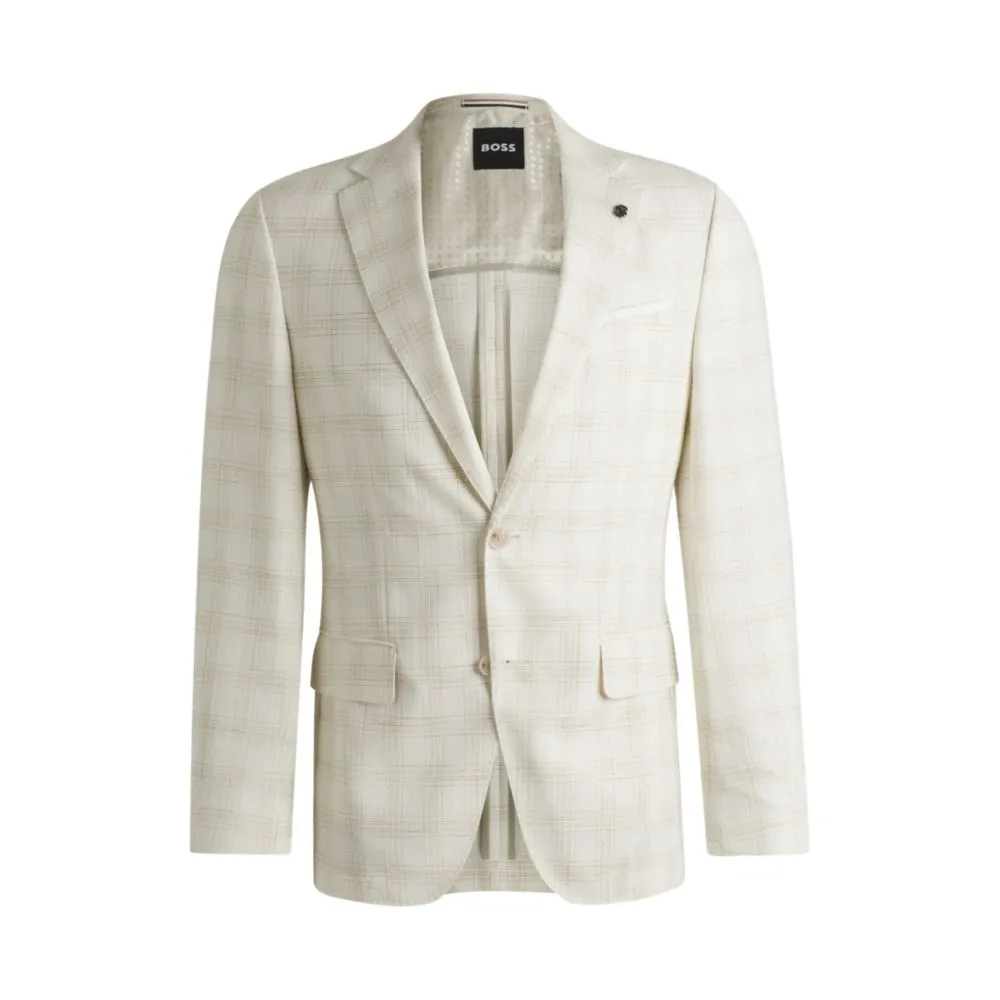 Slim-fit suit jacket in a checked wool blend